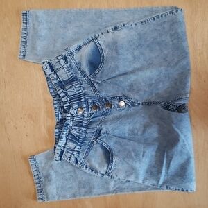 Easel Acid Wash Denim Harem Pants Paper bag Waist Small NWOT